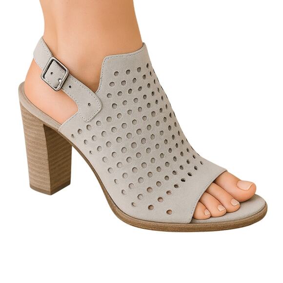 Rag & Bone Wyatt Slingback Sandals | Gray Suede | Block Heels | Size 8.5 | NWT - Picture 1 of 10
